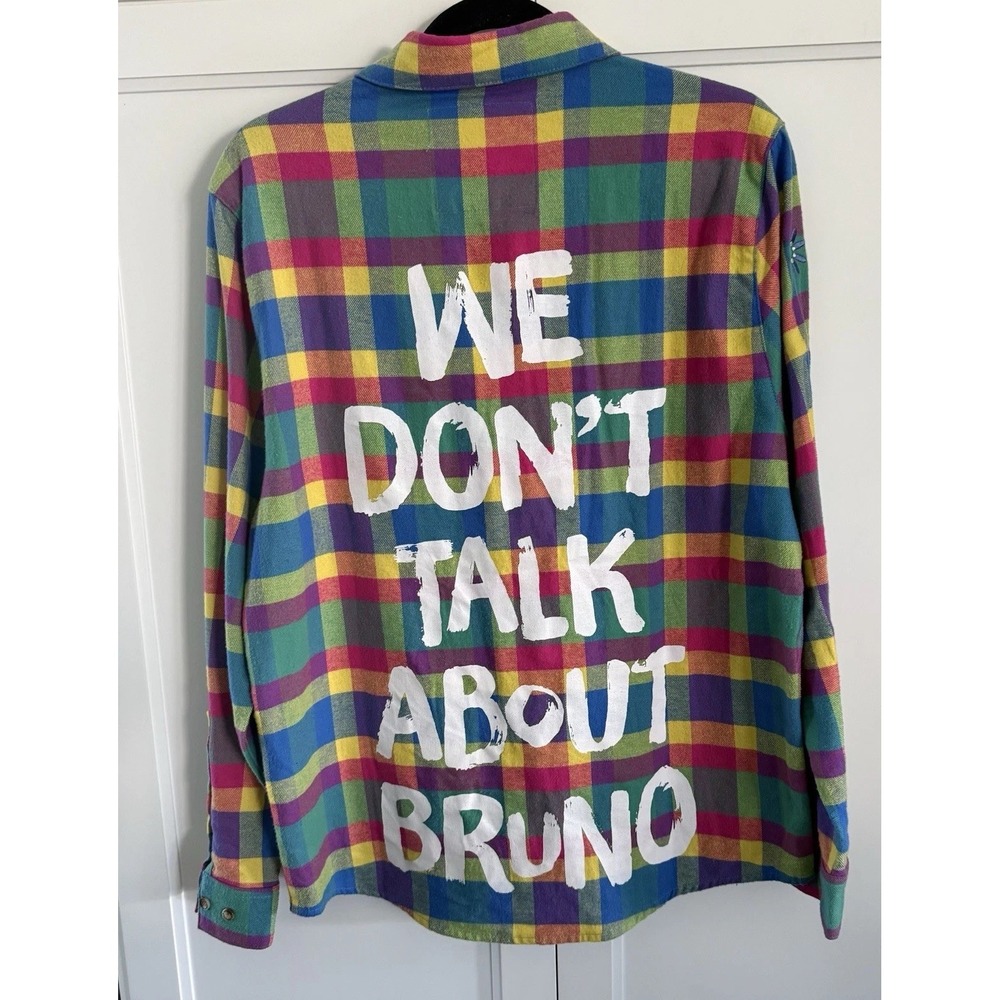 Disney X Cakeworthy Encanto Flannel Shirt Plaid Small We Don't Talk About Bruno